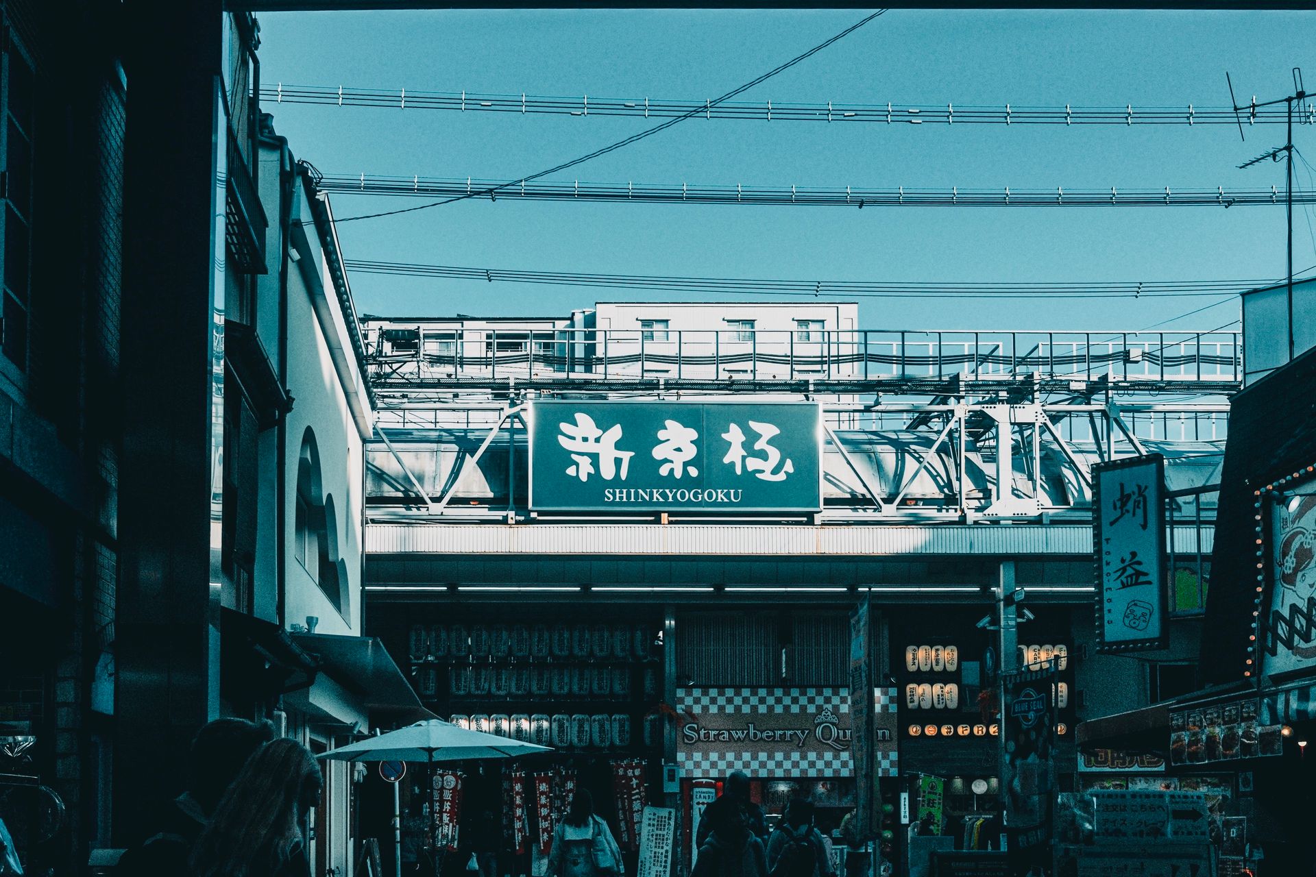 新京极商店街拱顶下的街道与店铺