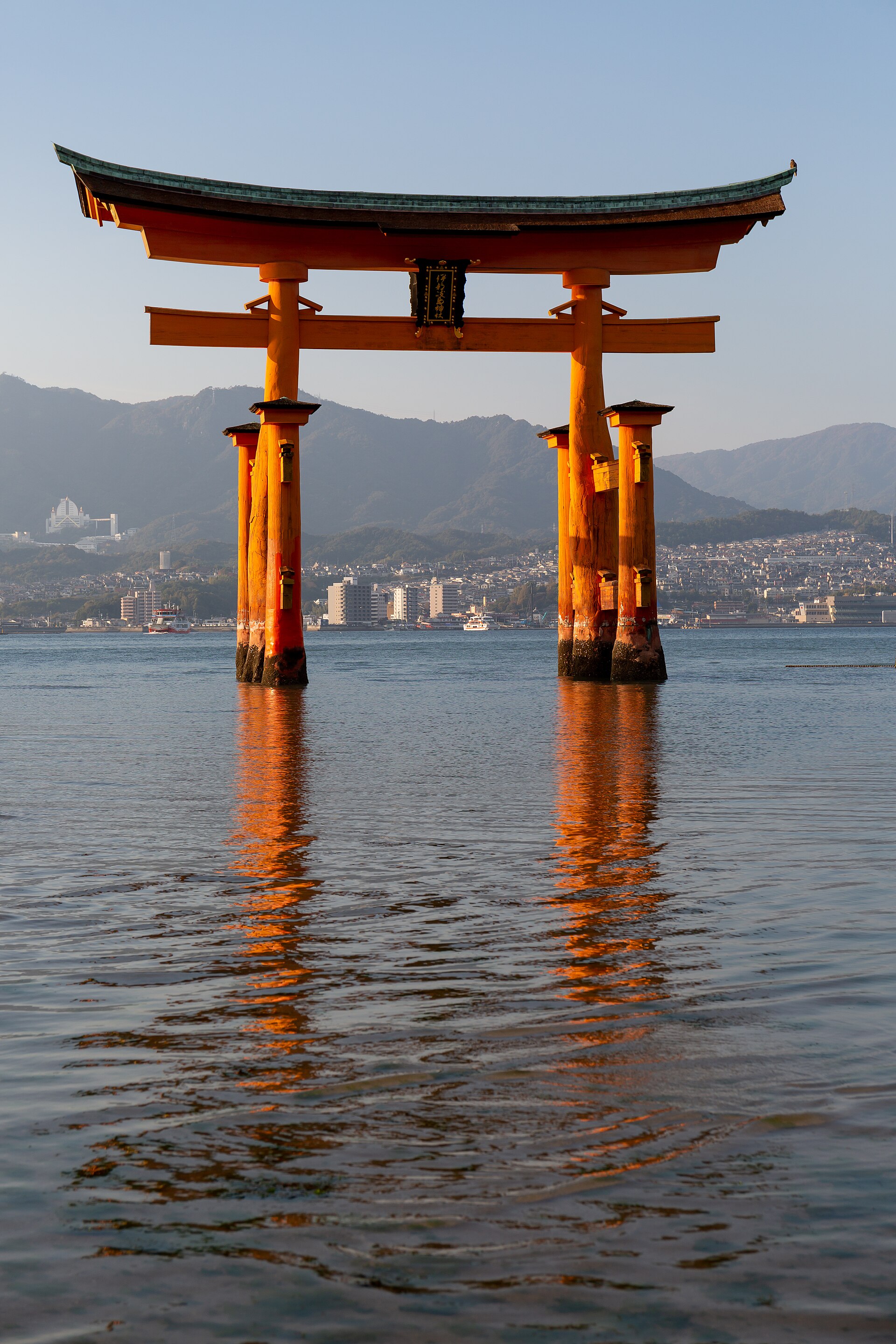 The torii gate at the Itsukushima Shrine in Miyajima. The Shinto shrine is a UNESCO World Heritage Site.