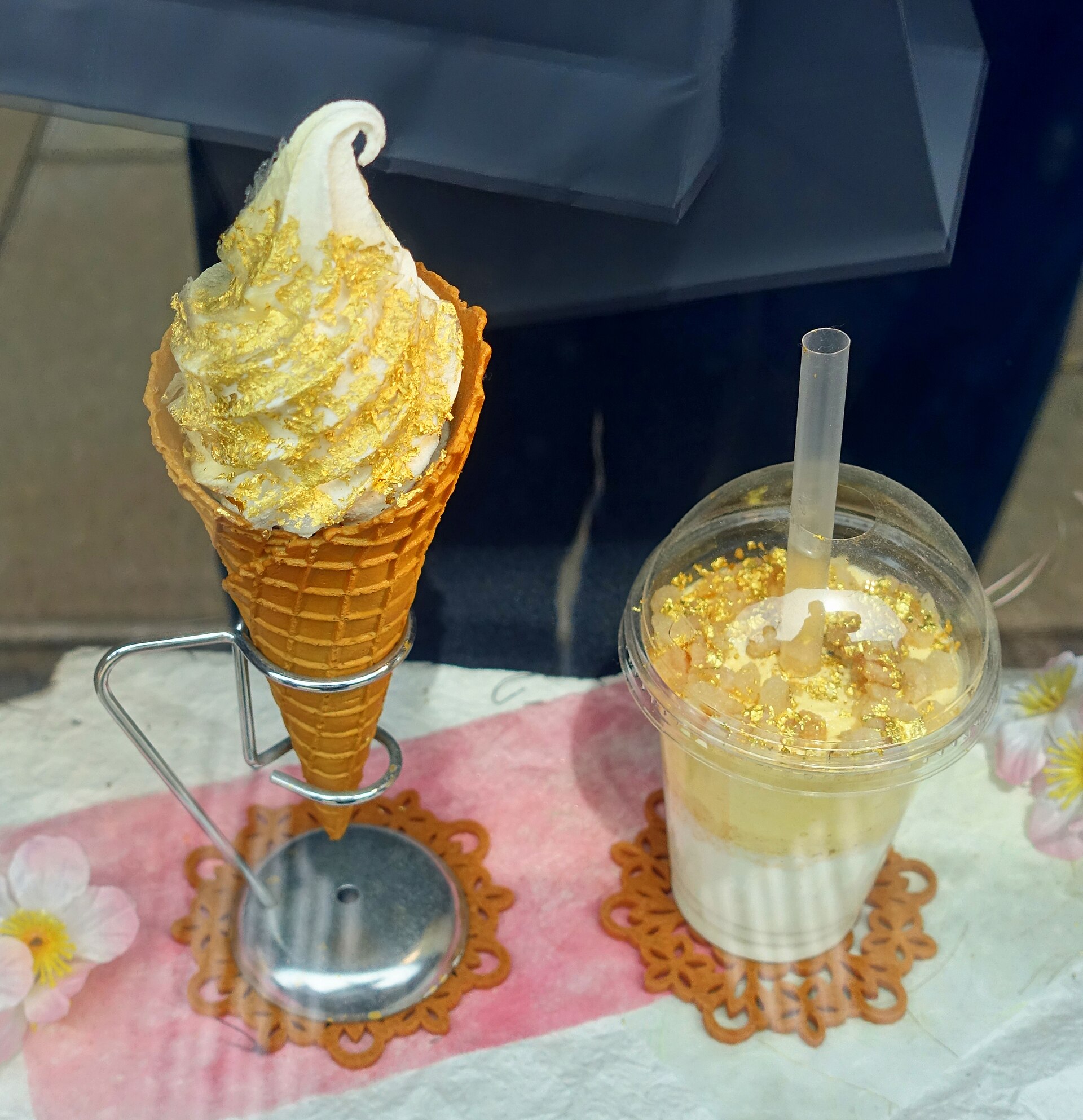 Gold leaf on soft ice cream - Kanazawa, Japan.